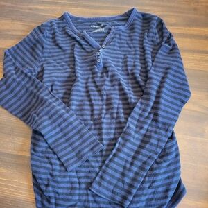 Blue striped maternity shirt